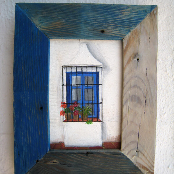 cuadro ventana andaluza azul