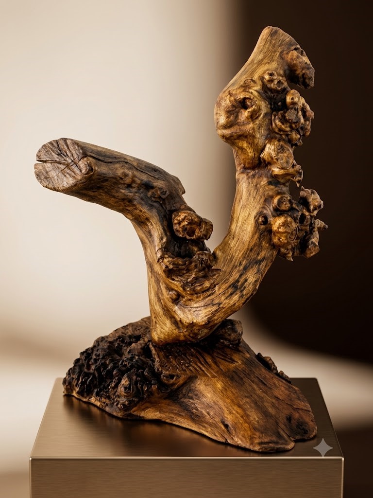 Escultura realizada artesanalmente en madera de olivo tratada con cera natural de abeja